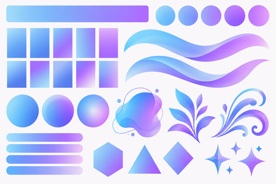 Malang East Java Indonesia: 20-October-2026, Illustration from Abstract graphic design elements showcase geometric shapes, organic forms, and smooth blue and purple gradients arranged as a clean flat 