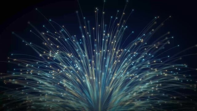 Fiber optic fireworks explosion burst lighting display