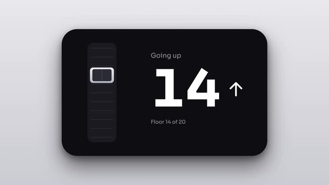 Animated elevator floor display interface showing rising progress with going up status arrow