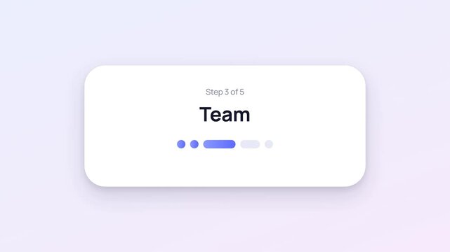 Animated User Interface showing Account Registration Progress with Step One of Five Indicator