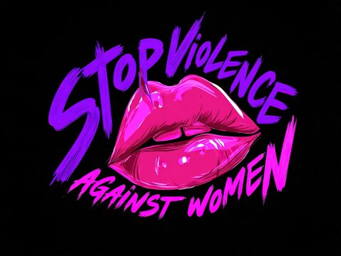 Stop violence against women lips graphic design Vector
