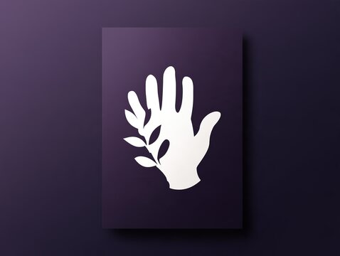 White hand holding leaf silhouette icon Vector