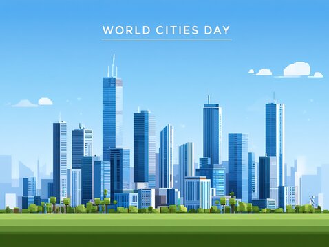 World cities day pixel art skyline with modern skyscrapers Vector