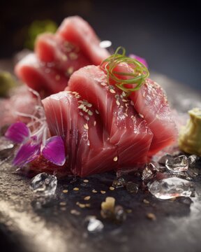 Fresh Tuna Sashimi Platter on Ice