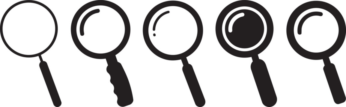 magnifying glass icons set search and zoom vector illustration