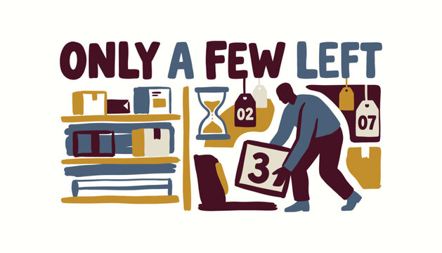 Only a few left text with inventory scarcity illustration