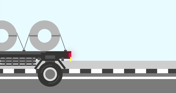 Animation car transportation steel rolled motion graphic repeat loop