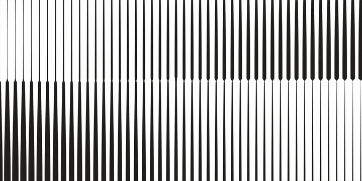 Abstract art geometric background with vertical lines. Optical illusion with waves and transition.