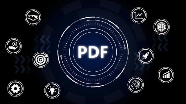 PDF Portable Document Format Business Technology Animation.