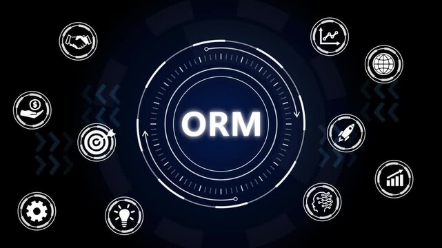 ORM Object Relational Mapping Futuristic Technology Interface Animation.