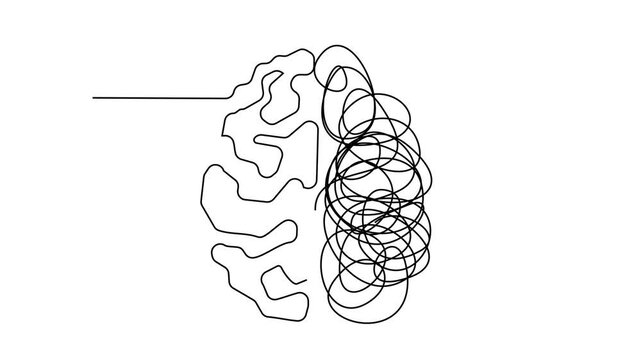 Continuous Line Drawing Animation: Human Brain, Messy Thoughts, Clear Ideas, and Problem Solving Process