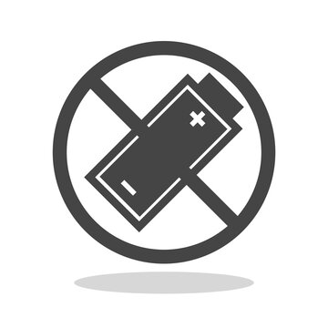 Do not throw batteries in trash sign with shadow