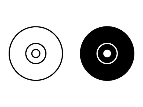 Vector disc media storage icon set flat design illustration variant 2