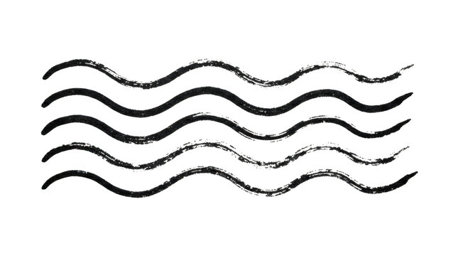 Five parallel wavy lines isolated on transparent background