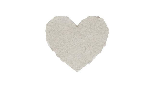 A heart shape made of recycled cardboard isolated on transparent background