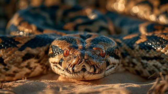 Close-up Portrait of a Common Anaconda Head
