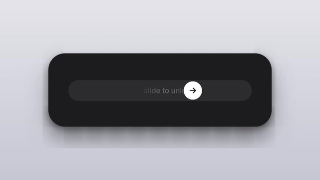 Animated slide to unlock button progress animation on dark interface background for mobile app design