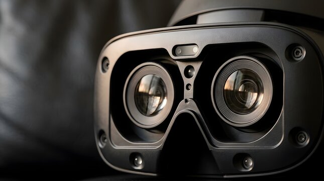 Professional Virtual Reality Headset Lenses Close Up View