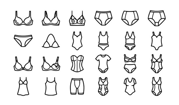 Minimal Lingerie and Underwear Editable Line Icons Set