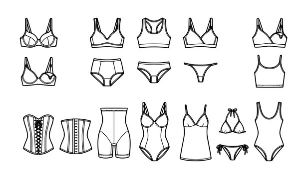 Minimal Lingerie and Underwear Editable Line Icons Set