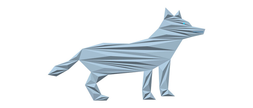 Geometric wolf illustration on transparent background