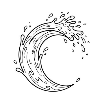 Ocean wave splash drawing