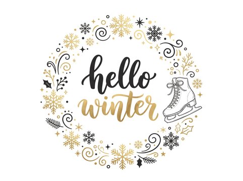 Hello Winter skate wreath