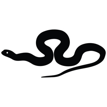 Single black crawling serpent shape contour isolated