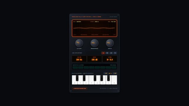 Futuristic Digital Audio Workstation Synthesizer Software Interface