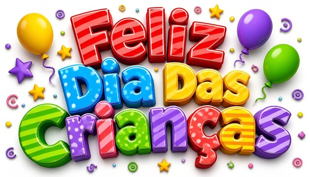 Feliz dia das Crian&ccedil;as. 12 de outubro. Dia da crian&ccedil;a. Crian&ccedil;as. Infantil. Dia dos pequenos. Crian&ccedil;ada. Dia feliz. Letreiro dia das crian&ccedil;as. Dia das crian&ccedil;as colorido