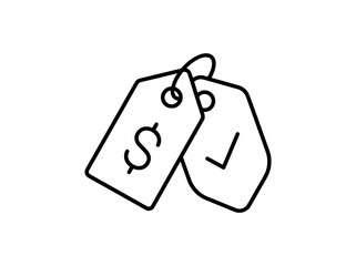 Black Outline Price Tags Dollar Sign and Checkmark Vector Icons © Nadeem