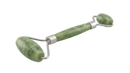 Jade facial massage roller with dual stones on a transparent background © Татьяна Петрова