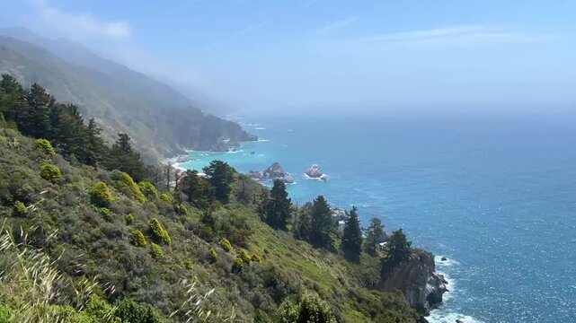 Misty Big Sur Coastline at Julia Pfeiffer Burns State Park, California
