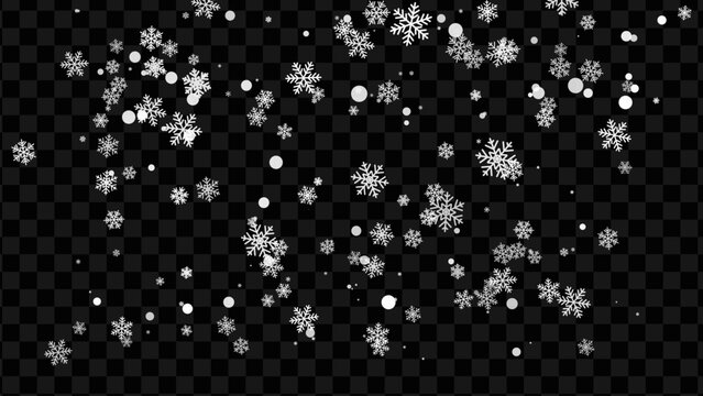 Falling Snowflakes, Christmas Snow Bokeh on Transparent Winter Overlay