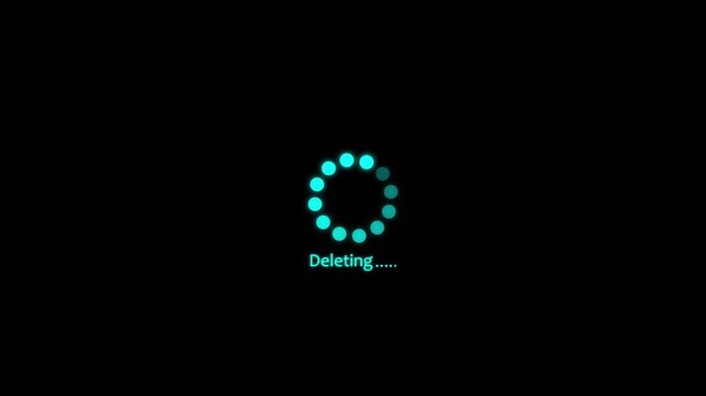 Cyan Deleting  wheel animation . Animated circle Deleting  gif video icon. Deleting circle animation. Dots, circle and animation icon for. 4k video