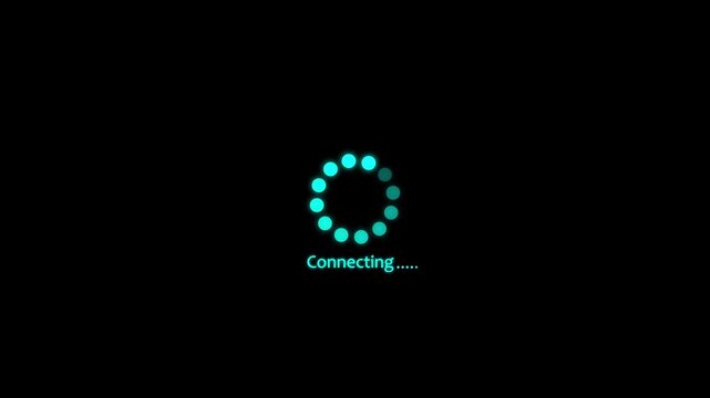 Cyan Connecting  wheel animation . Animated circle Connecting  gif video icon. Connecting circle animation. Dots, circle and animation icon for. 4k video