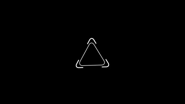 Minimalist white triangle hud animation on black background, for motion interface, motion animation