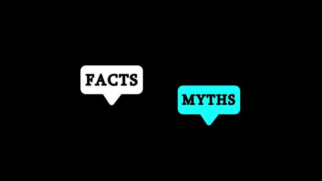 Facts vs myths comparison concept, animated speech bubbles for educational and fact-checking infographics