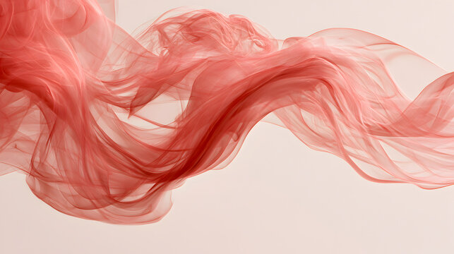 Sheer coral waves curling across a soft blush background