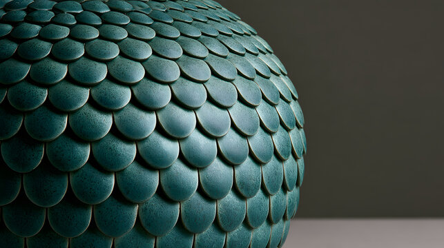Rounded teal scale texture curving beside a dark background