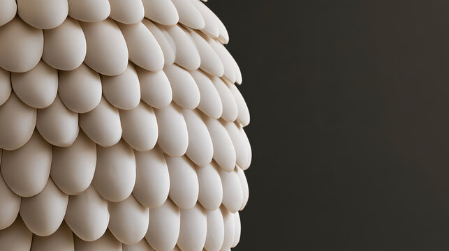 Cream overlapping scales curving against a dark background