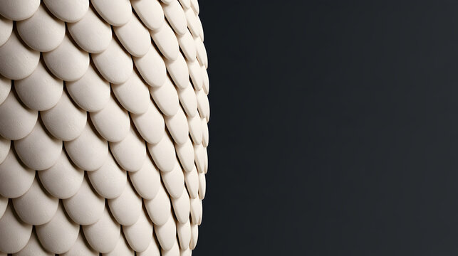 Ivory scale pattern beside deep charcoal copy space