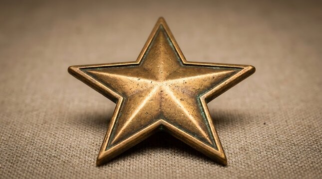 Shiny bronze star symbol resting on a textured green surface with soft lighting for a professional award concept