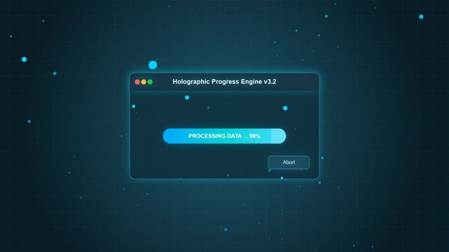 Neon digital interface mockup showing a progress bar labeled 'Step 3' with a futuristic cosmic space background.