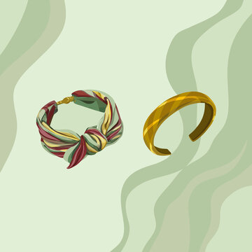 กำไลผ้าและกำไลทอง,Fabric and gold bangles