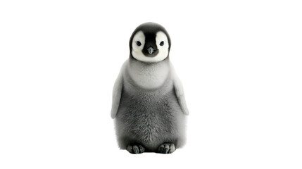 Fluffy emperor penguin chick with soft grey and black downy feathers © Marit