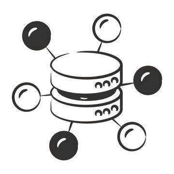 A glyph design icon of database network 