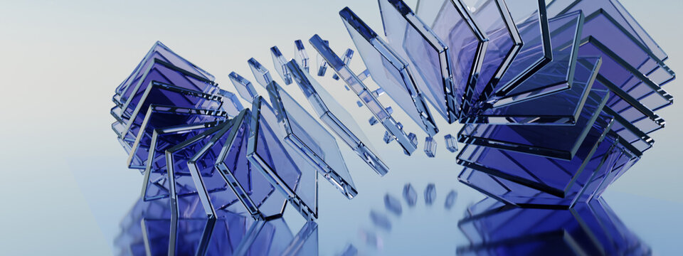 Panoramic Square Blue Glass Wave Banner on Water
