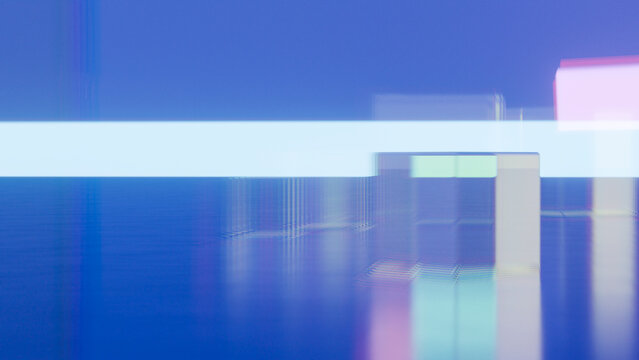 Abstract digital illustration with colorful reflections and glowing