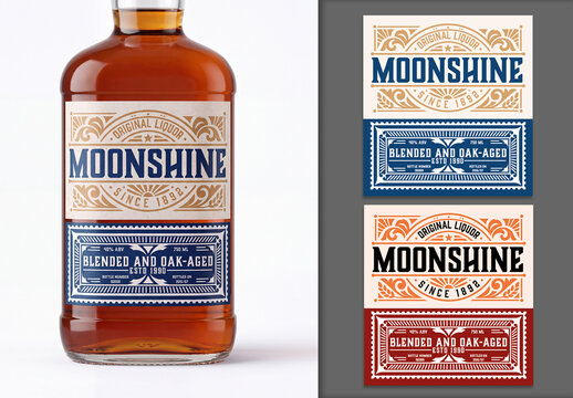 Classic Whiskey Label Design with Ornamental Distillery Branding